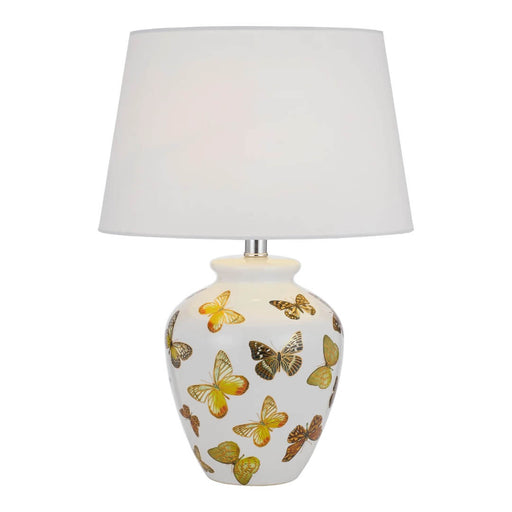 Telbix NABI: Classic Ceramic Table Lamp with Butterfly Decals