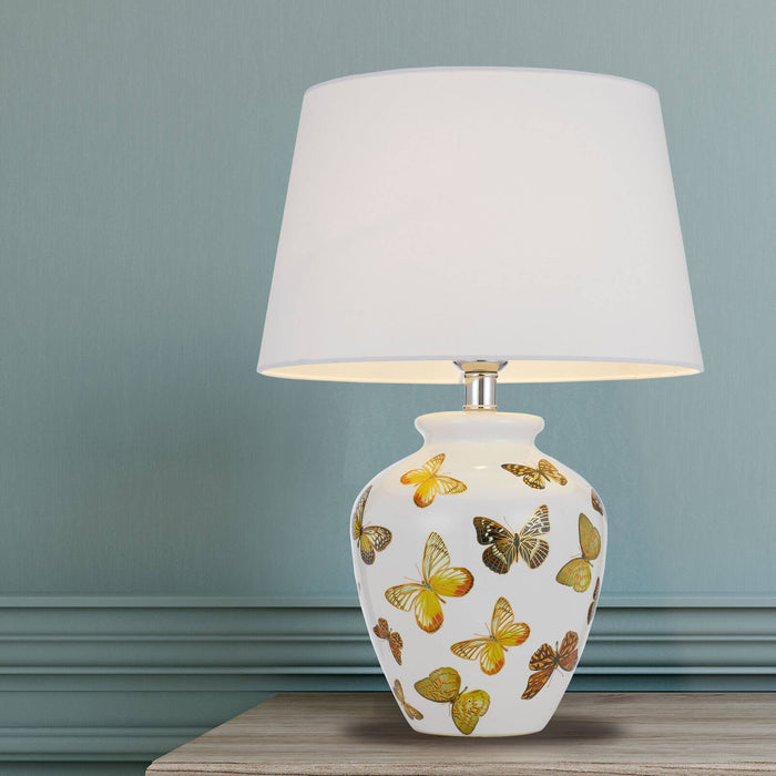 NABI: Classic Ceramic Table Lamp with Butterfly Decals