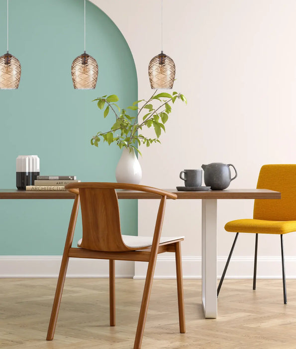 NETA: Interior Wine Glass Shade Segmented Pendant Lights (Available in Smoke, Amber, Coffee, Blue & Purple)