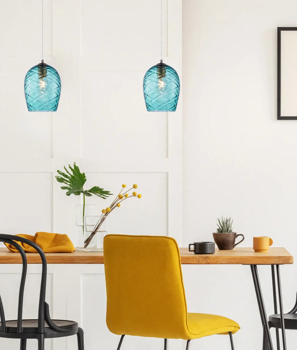 NETA: Interior Wine Glass Shade Segmented Pendant Lights (Available in Smoke, Amber, Coffee, Blue & Purple)