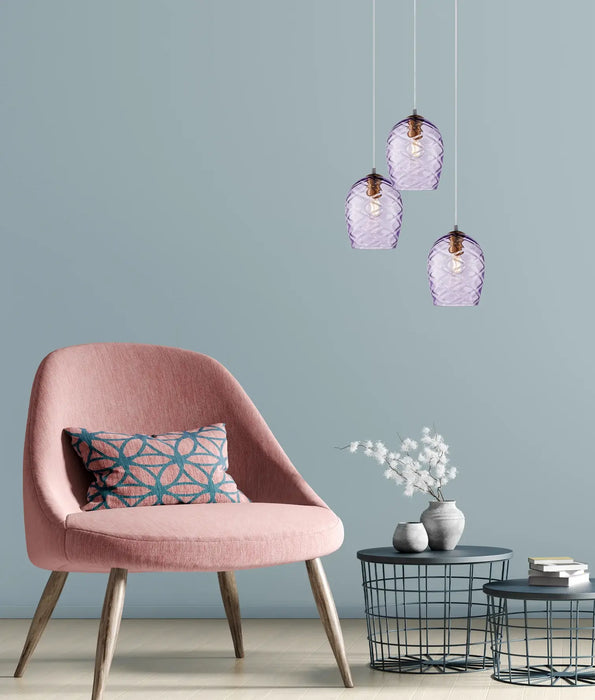 NETA: Interior Wine Glass Shade Segmented Pendant Lights (Available in Smoke, Amber, Coffee, Blue & Purple)