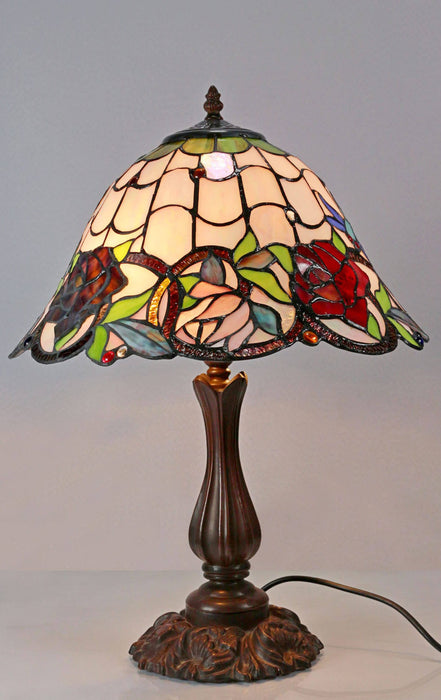 Rose & Dragonfly Leadlight Table Lamp (Avail in 2 sizes)