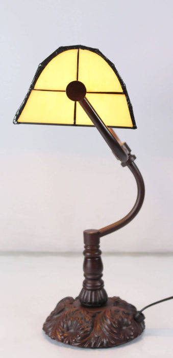 Red Tulip Bankers Leadlight Table Lamp