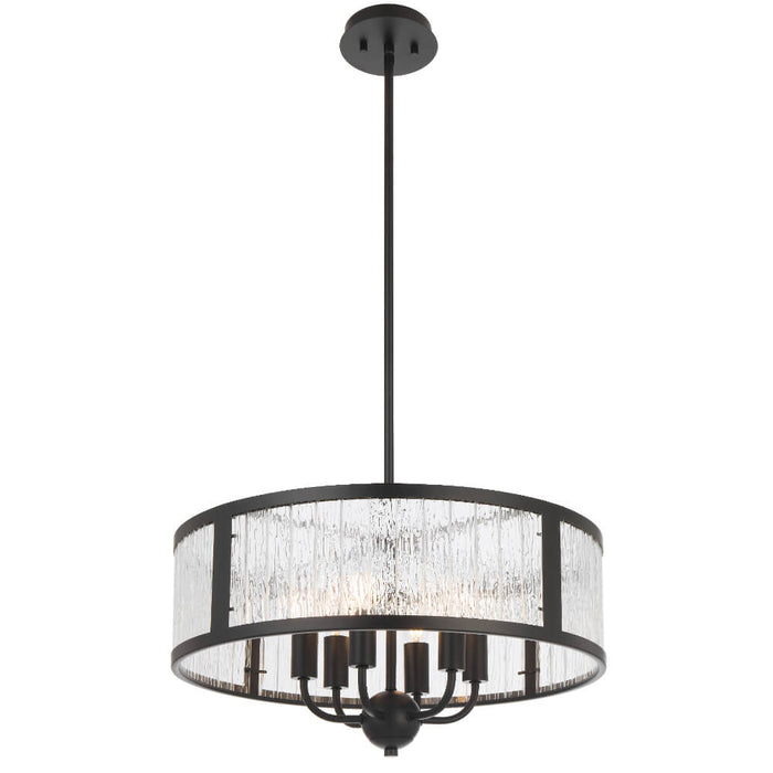 NOREL: 6 Light Drum Pendant Light (Available in Black, Nickel & Antique Gold, 4 & 6 Light)