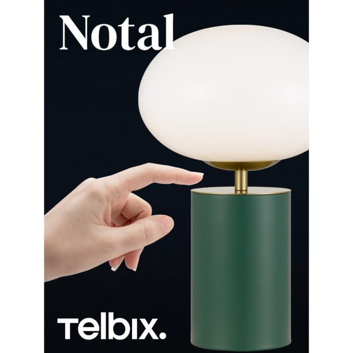NOTAL: Metal Touch Table Lamp with Glass Shade (Available in Black, Blue, Green & White)