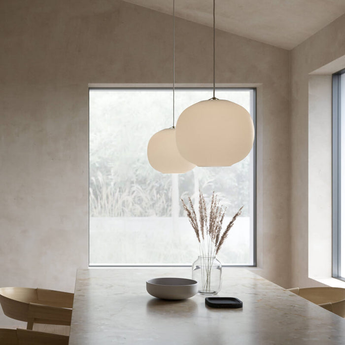 NAVONE  Brass Pendant Light with Opal White Glass Shade (avail in 20cm & 30cm)