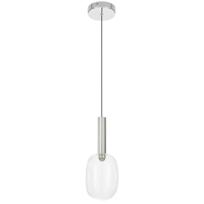 OBRIS: Polished Chrome Contemporary Style 1 Light Glass Pendant Light