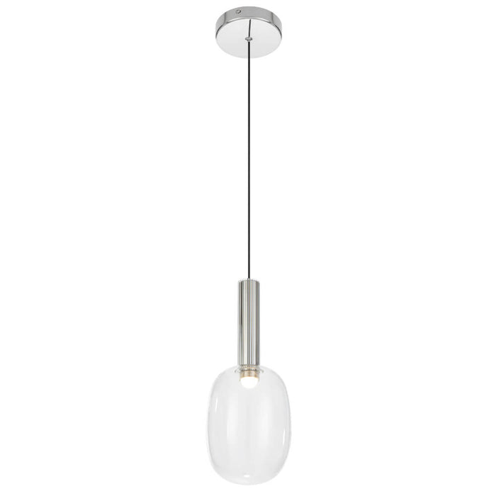 OBRIS: Polished Chrome Contemporary Style 1 Light Glass Pendant Light