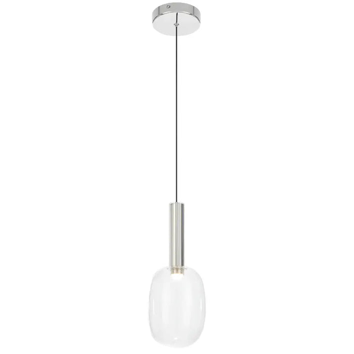 Telbix OBRIS: Polished Chrome Contemporary Style 1 Light Glass Pendant Light