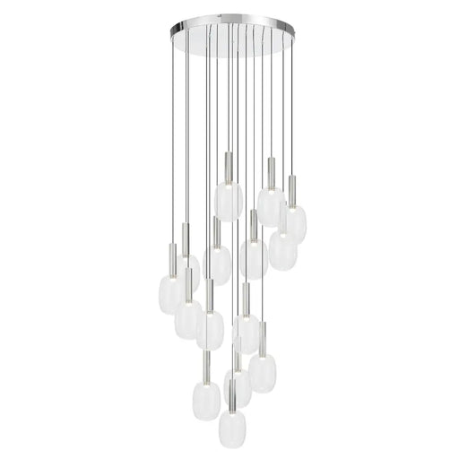 Telbix OBRIS: Polished Chrome Contemporary Style 15 Light Glass Pendant Light