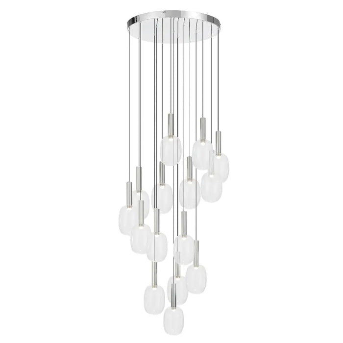 Telbix OBRIS: Polished Chrome Contemporary Style 15 Light Glass Pendant Light