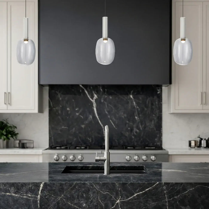 OBRIS: Polished Chrome Contemporary Style 1 Light Glass Pendant Light