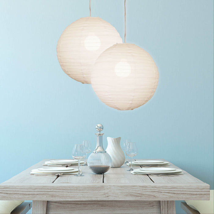 KANTO: White Round Linen Shade Only (Available in 40cm & 60cm)