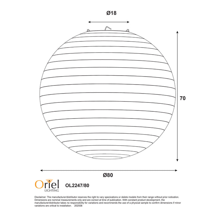 KANTO: Flax Round Linen Shade Only (Available in 40cm, 60cm & 80cm)