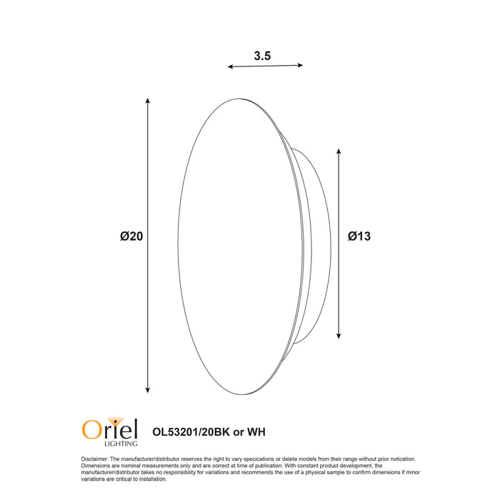 DOT: Tri-Colour LED Wall Light (Available in White, Natural & Black, 20cm & 25cm)