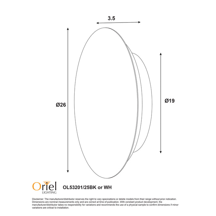 DOT: Tri-Colour LED Wall Light (Available in White, Natural & Black, 20cm & 25cm)