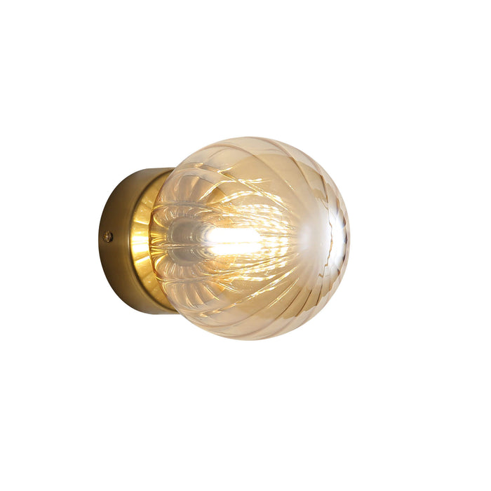 JUNI: G9 IP44 Ribbed Optic Glass Wall Light (Available in Pink, Amber, Blue, Clear & Green)