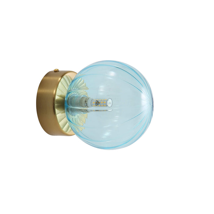 JUNI: G9 IP44 Ribbed Optic Glass Wall Light (Available in Pink, Amber, Blue, Clear & Green)