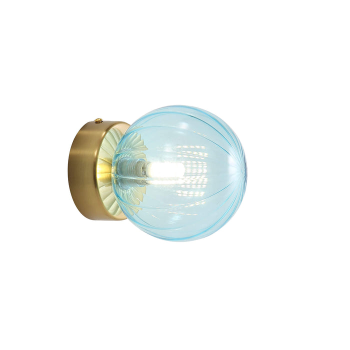 JUNI: G9 IP44 Ribbed Optic Glass Wall Light (Available in Pink, Amber, Blue, Clear & Green)