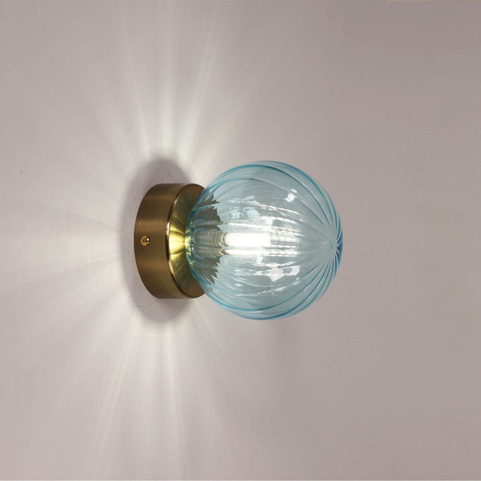 JUNI: G9 IP44 Ribbed Optic Glass Wall Light (Available in Pink, Amber, Blue, Clear & Green)