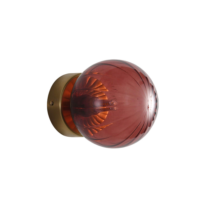 Oriel JUNI: G9 IP44 Ribbed Optic Glass Wall Light (Available in Pink, Amber, Blue, Clear & Green)