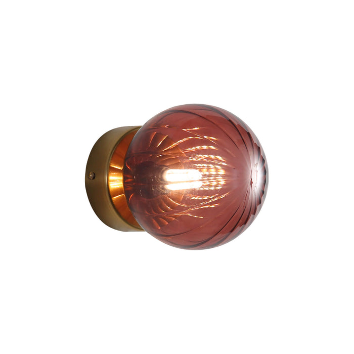 JUNI: G9 IP44 Ribbed Optic Glass Wall Light (Available in Pink, Amber, Blue, Clear & Green)