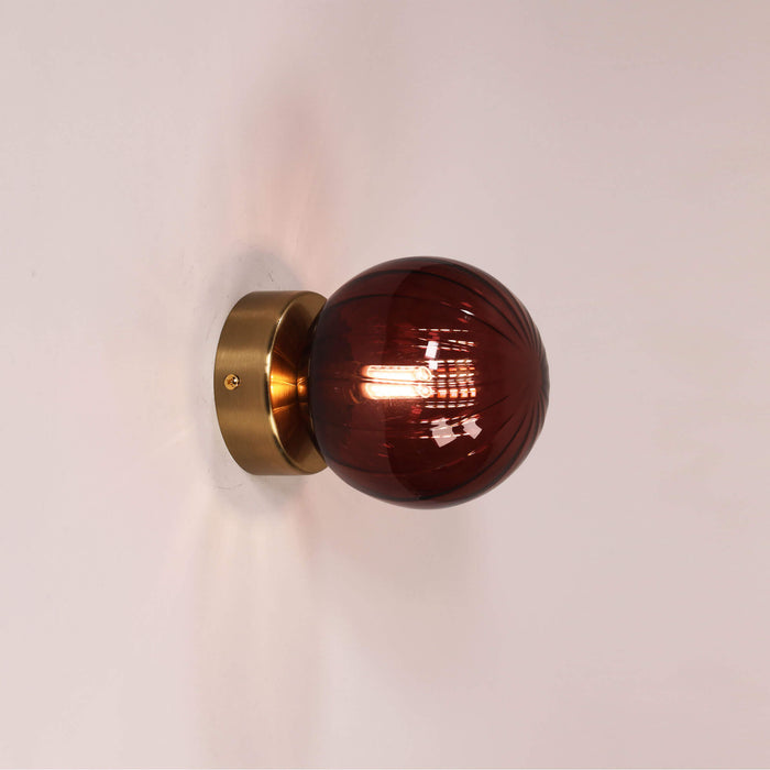 JUNI: G9 IP44 Ribbed Optic Glass Wall Light (Available in Pink, Amber, Blue, Clear & Green)