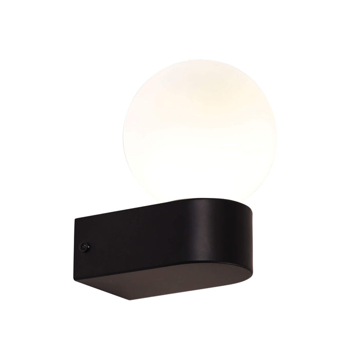 MINNE: IP44 G9 Wall Light with Round Opal Glass Diffuser (Available in Black, White, Chrome & Satin Brass)