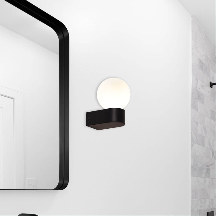 MINNE: IP44 G9 Wall Light with Round Opal Glass Diffuser (Available in Black, White, Chrome & Satin Brass)