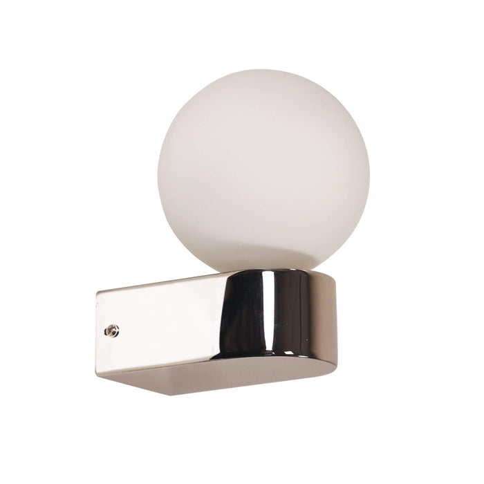 MINNE: IP44 G9 Wall Light with Round Opal Glass Diffuser (Available in Black, White, Chrome & Satin Brass)