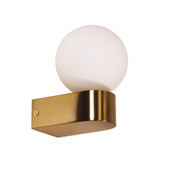 Oriel MINNE: IP44 G9 Wall Light with Round Opal Glass Diffuser (Available in Black, White, Chrome & Satin Brass)