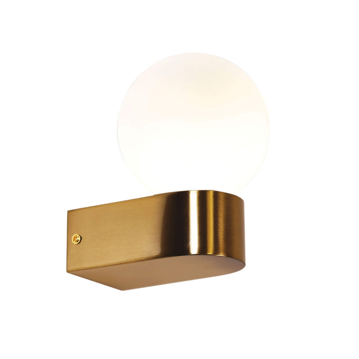 MINNE: IP44 G9 Wall Light with Round Opal Glass Diffuser (Available in Black, White, Chrome & Satin Brass)