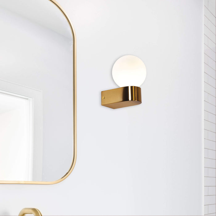 MINNE: IP44 G9 Wall Light with Round Opal Glass Diffuser (Available in Black, White, Chrome & Satin Brass)