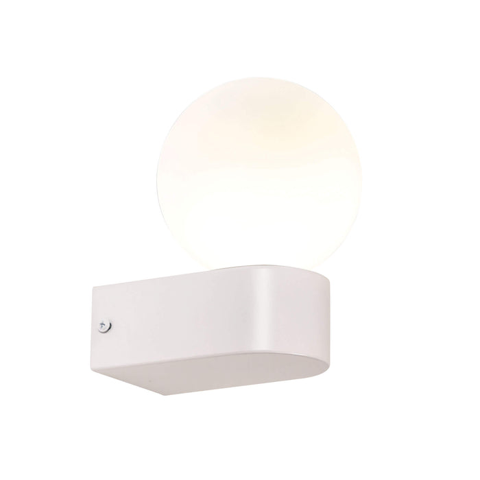 MINNE: IP44 G9 Wall Light with Round Opal Glass Diffuser (Available in Black, White, Chrome & Satin Brass)