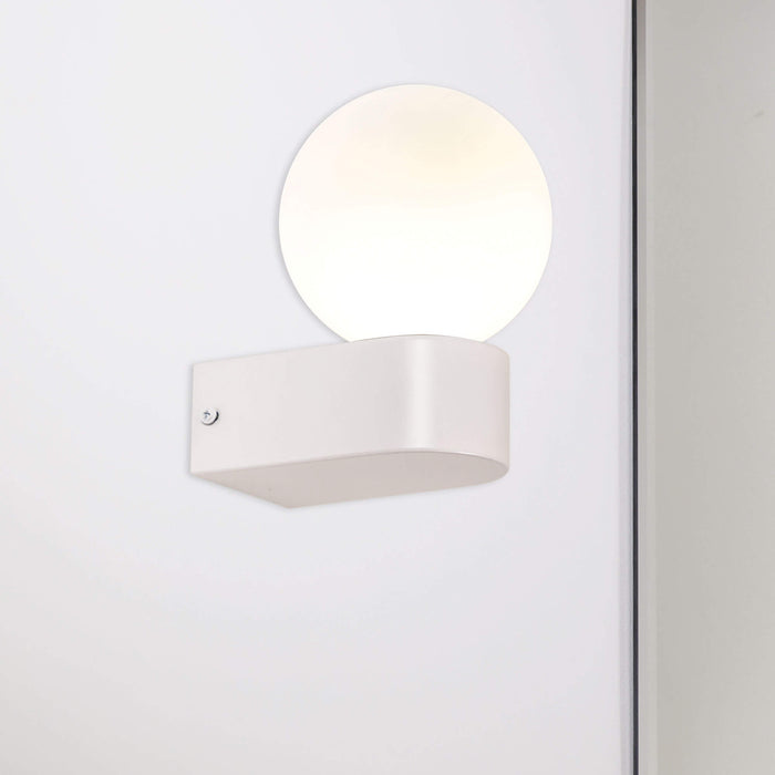 MINNE: IP44 G9 Wall Light with Round Opal Glass Diffuser (Available in Black, White, Chrome & Satin Brass)