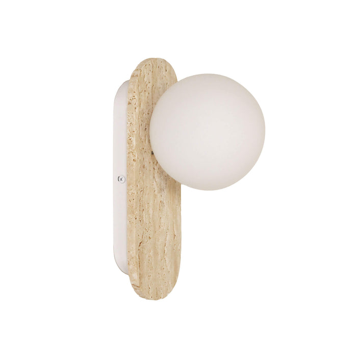 PING: Modern Minimalist Wall Light with Round Glass Diffusers (Available in Black, White, Satin Brass & Travertine)