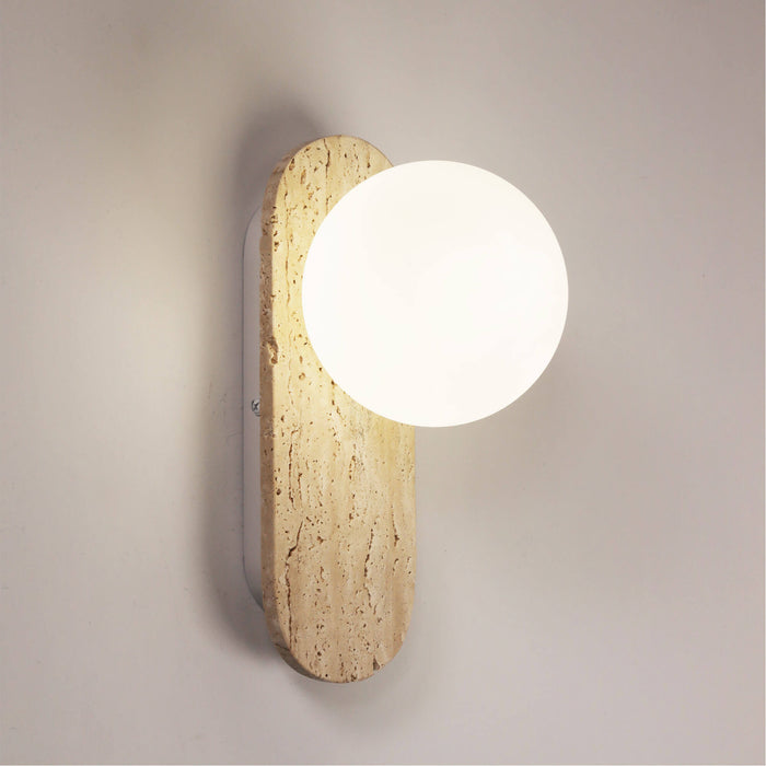 PING: Modern Minimalist Wall Light with Round Glass Diffusers (Available in Black, White, Satin Brass & Travertine)