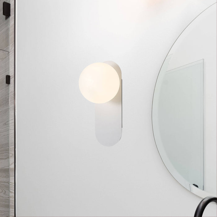 PING: Modern Minimalist Wall Light with Round Glass Diffusers (Available in Black, White & Satin Brass)