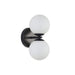 Oriel OBERON: 2 Light Modern and Mid-century Style Wall Light with Round Glass Diffusers (Available in Black, White & Satin Brass)