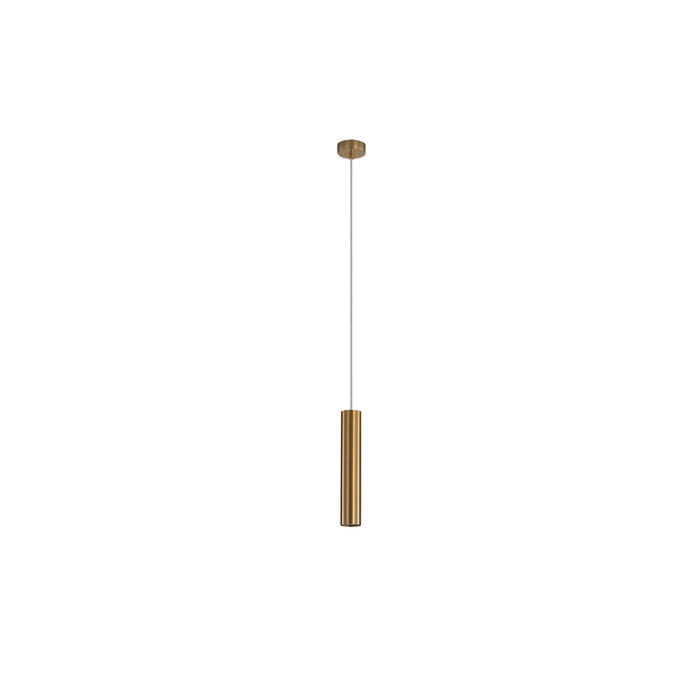 TIG: 1 Light Sleek Cylindrical Satin Brass Pendant