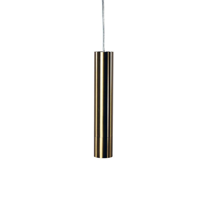TIG: 1 Light Sleek Cylindrical Satin Brass Pendant