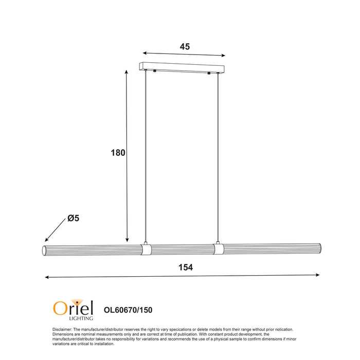 MAXWELL.150: Ribbed CTS LED Pendant (Available in Bronze & Satin Brass)