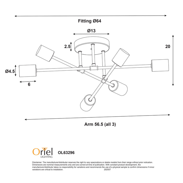 MUNA: 6 Light Close-To-Ceiling Light (Available in Black & White)