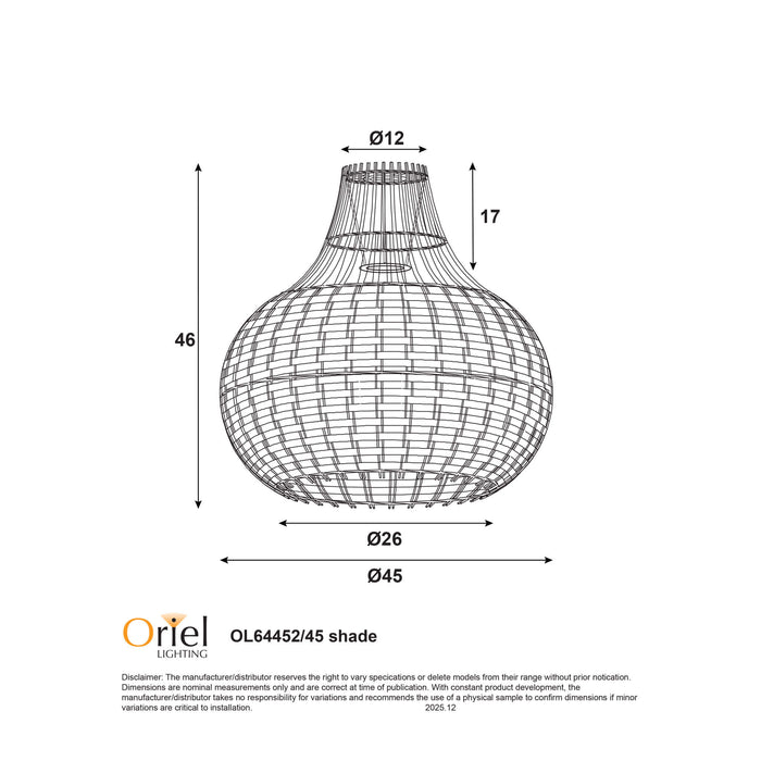 PALU: 45cm Cane Pendant Shade Only