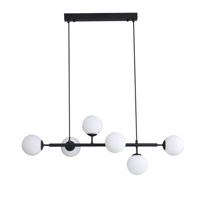 Oriel EVA.6: Modern 6 Light Opal Glass Pendant (Available in Black & Satin Brass)