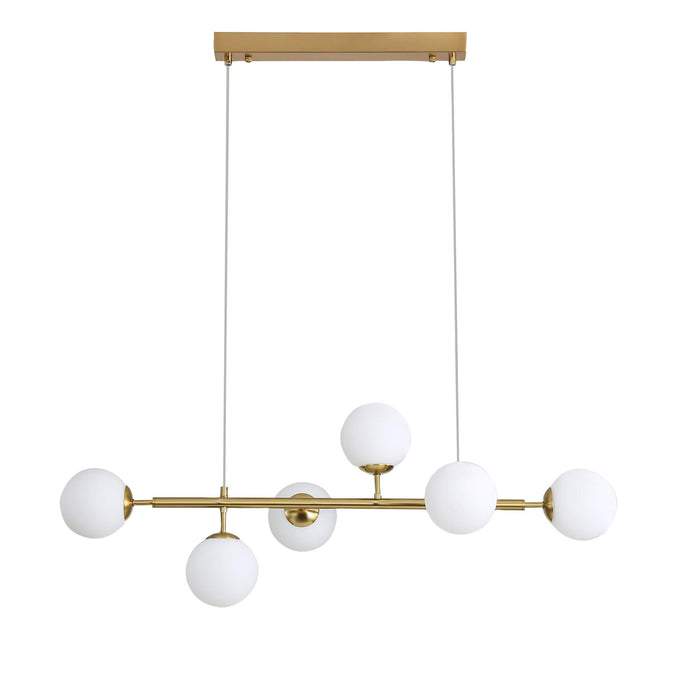 EVA.6: Modern 6 Light Opal Glass Pendant (Available in Black & Satin Brass)