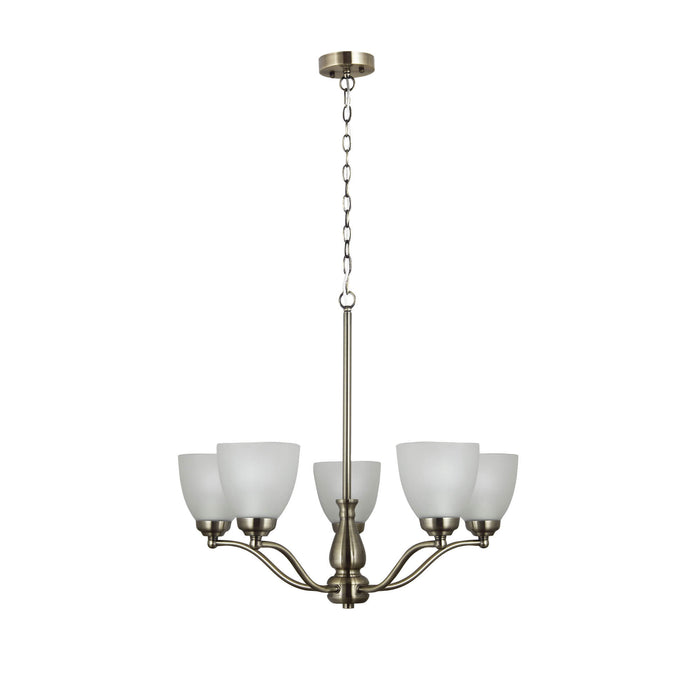 ROCHESTER: 5 Light Traditional Glass Pendant (Avail in Black & Antique Brass)