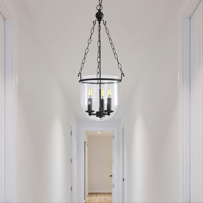 WESTON: 3 Light Traditional Pendant with Glass Diffuser