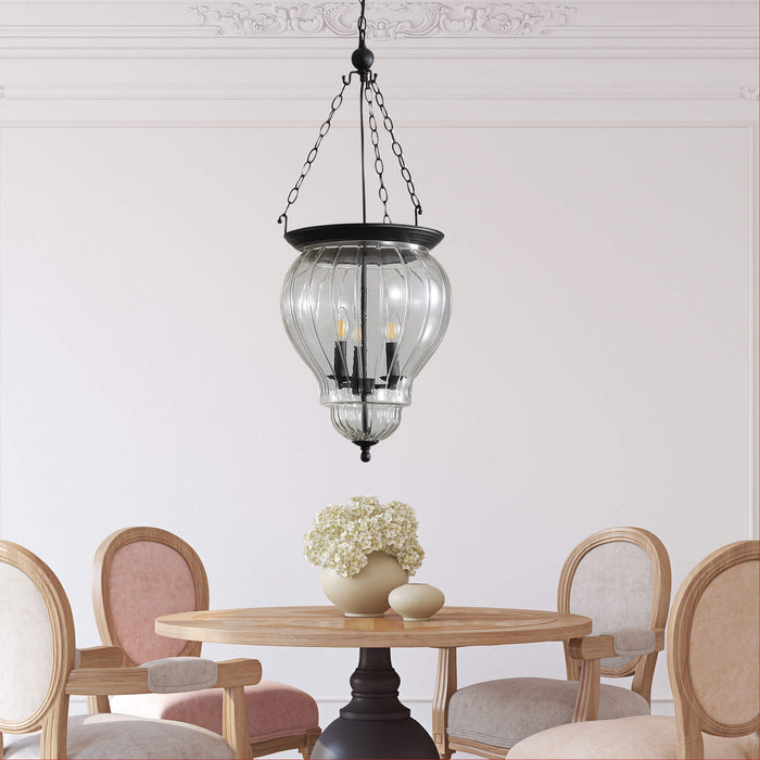 NEWHAM: 3 Light Traditional Pendant with Glass Diffuser