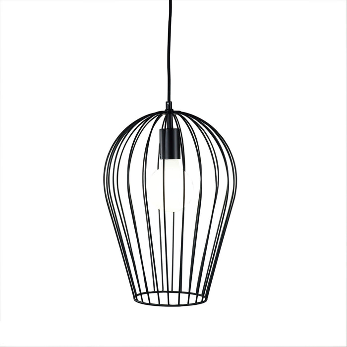 OLAM: 1 Light Black Caged Pendant Light